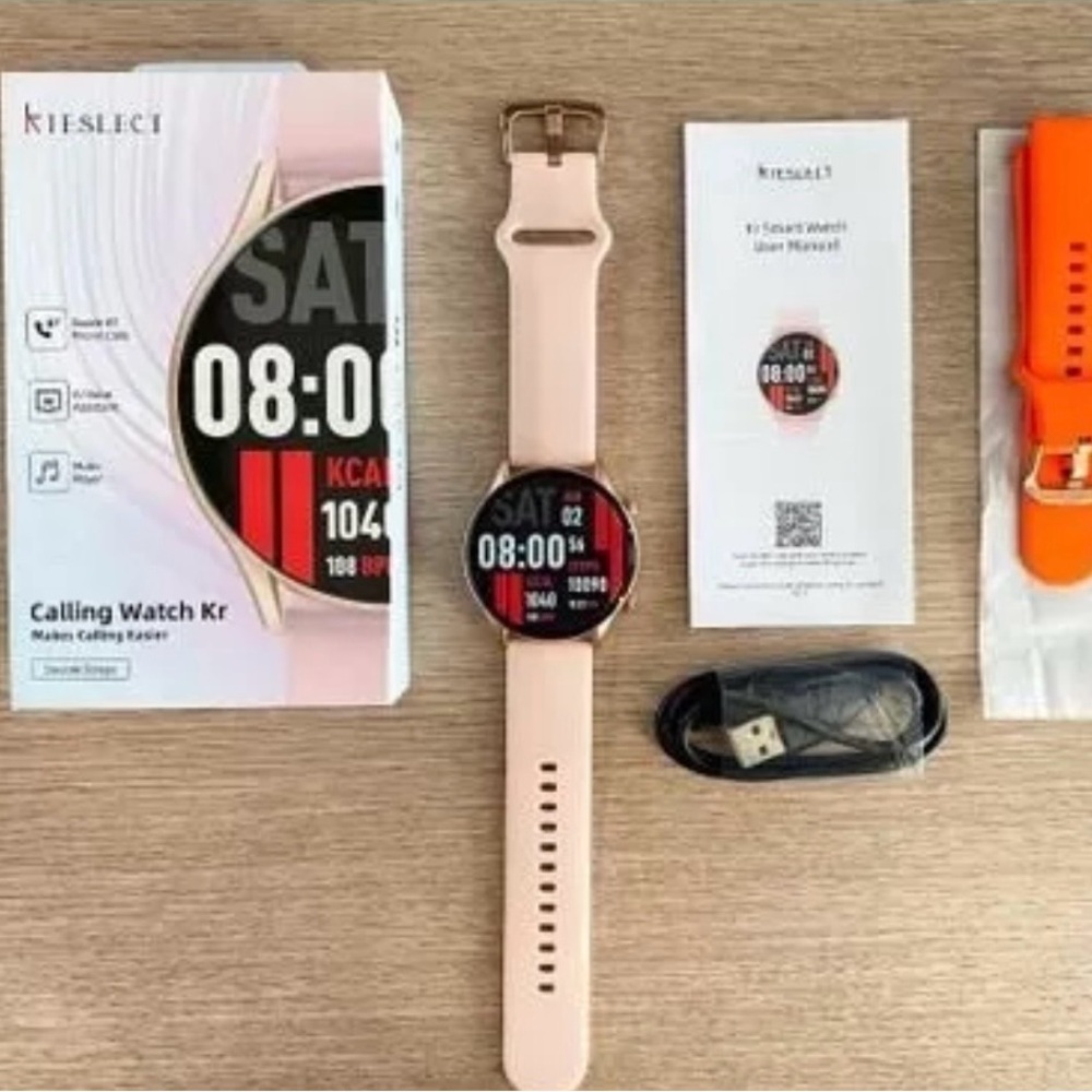 Pink Smartwatch with Circular Display and Silicone Strap